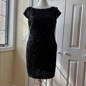 Adrianna Papell Black Sequin Mini Dress